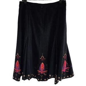 Nygard VTG 90s Wool Skirt 12 Retro Glam Embellished Embroidery Handkerchief Hem